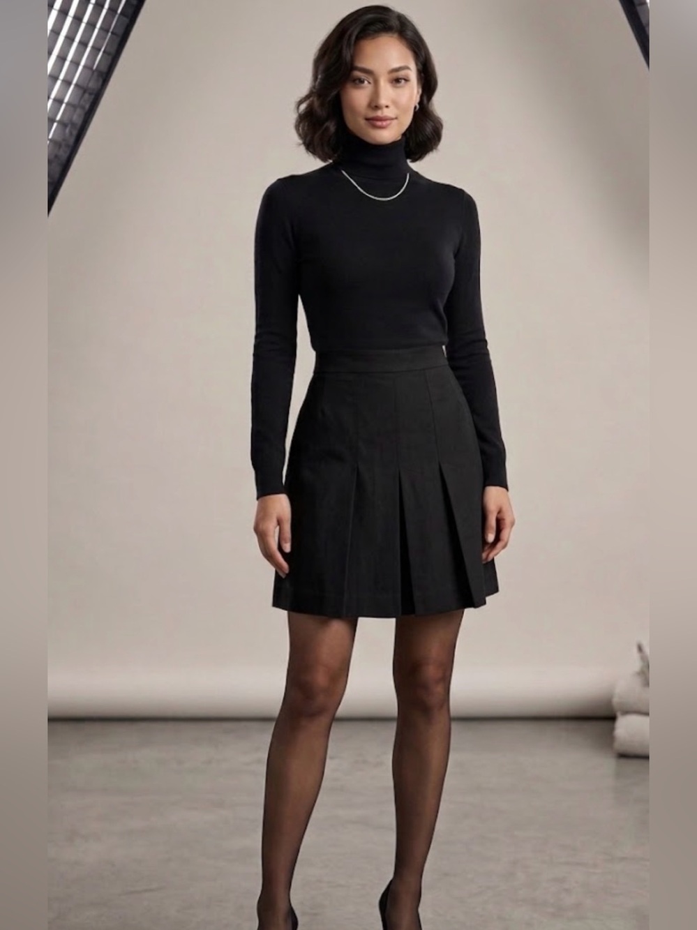 5 for $30 ZARA Basics Black Pleated Midi Skirt